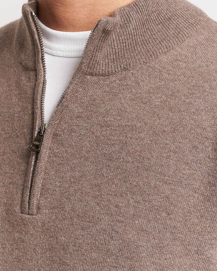 Herr | Tröjor | Oscar Jacobson | Patton Wool/Cashmere Half Zip Light Brown