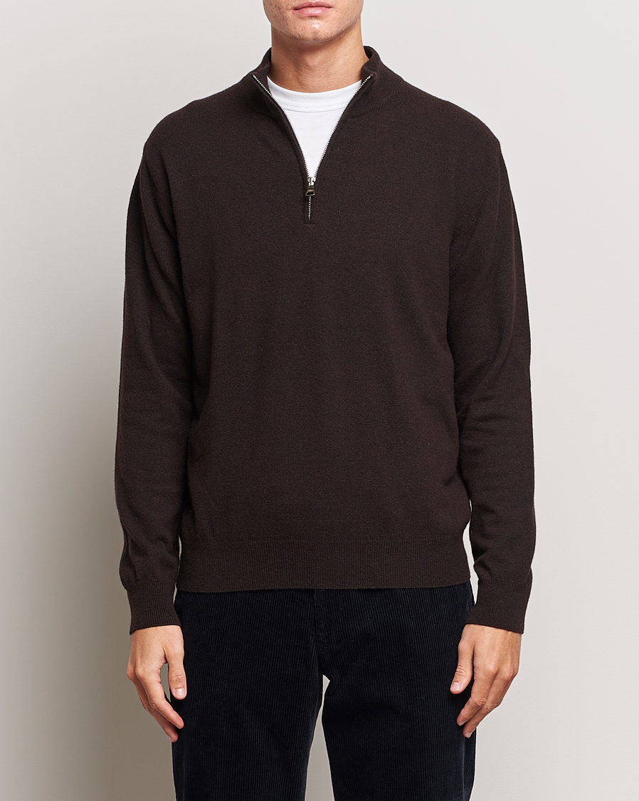 Herr | Tröjor | Oscar Jacobson | Patton Wool/Cashmere Half Zip Brown