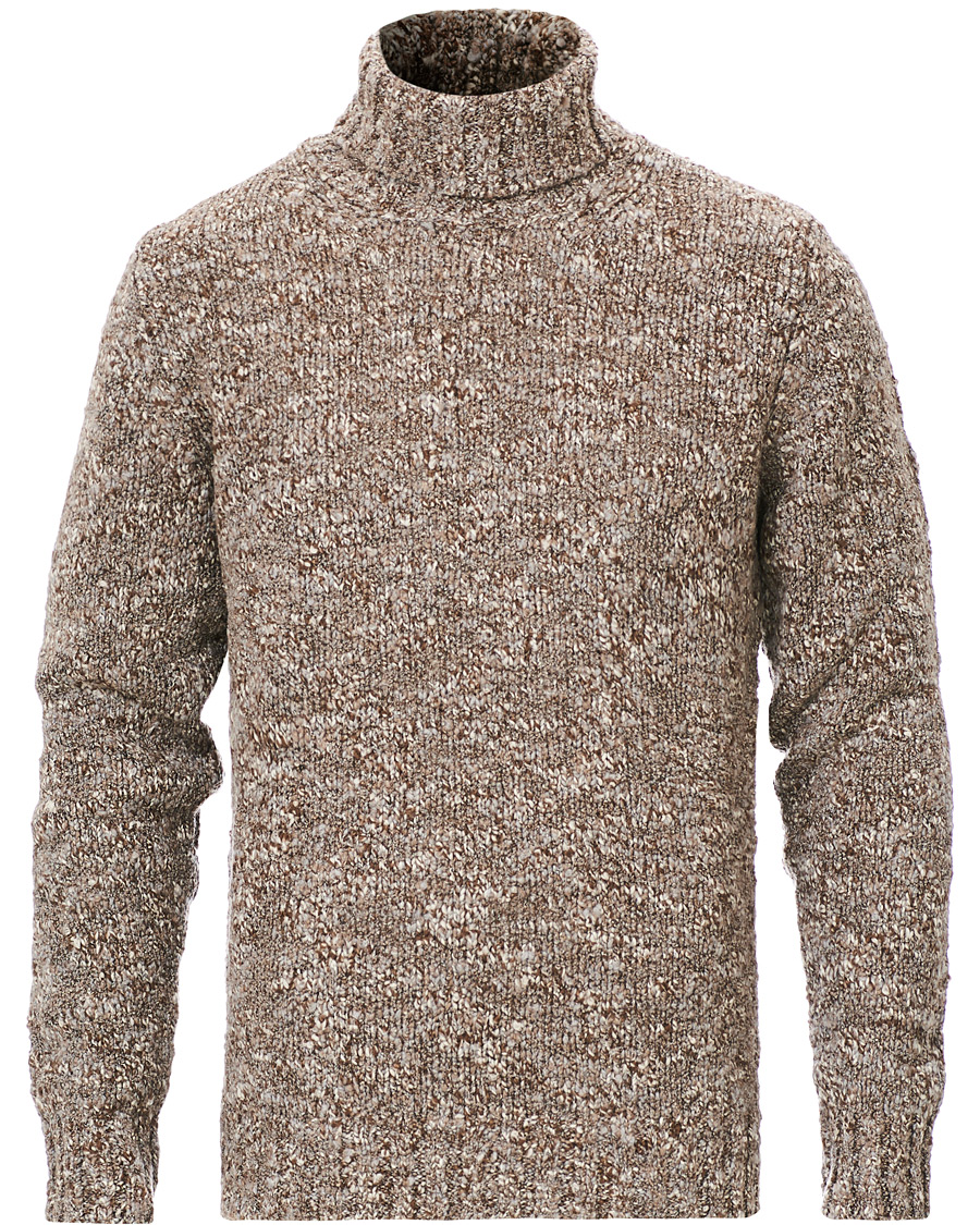 Herr | Tröjor | Oscar Jacobson | Kristopher Boucle Wool Rollneck Beige