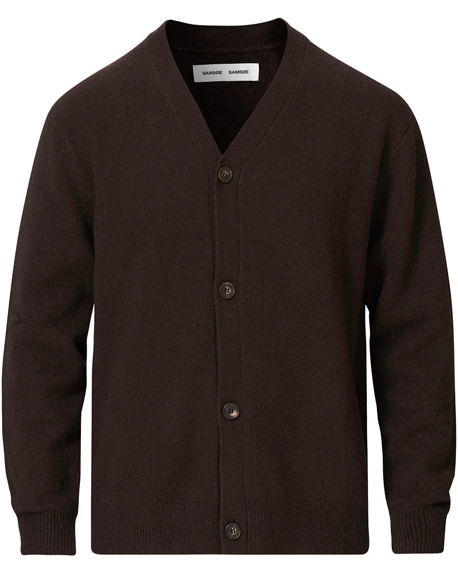 Herr | Tröjor | Samsøe Samsøe | Samsøe & Samsøe Viktor Knitted Wool Cardigan Mole