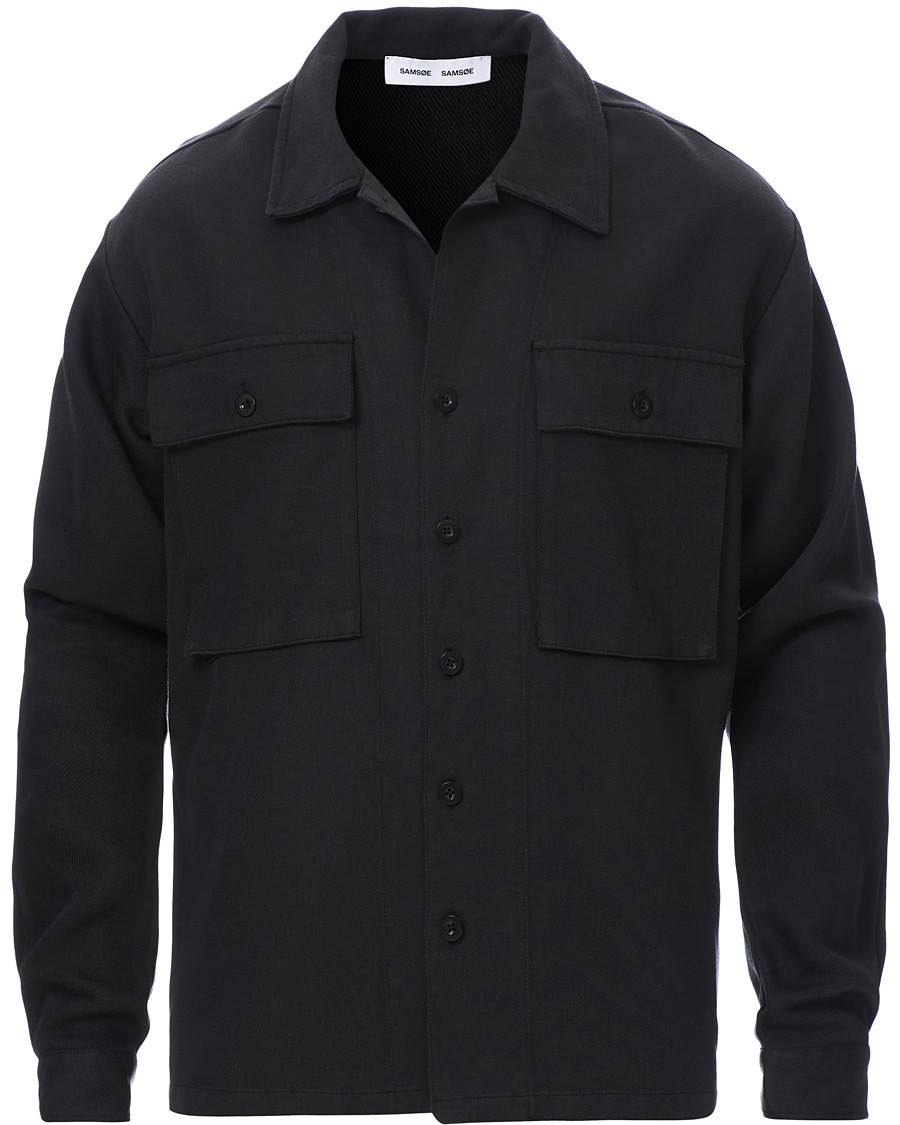 Herr | Skjortor | Samsøe Samsøe | Samsøe & Samsøe Vega Lyocell/Cotton Overshirt Black