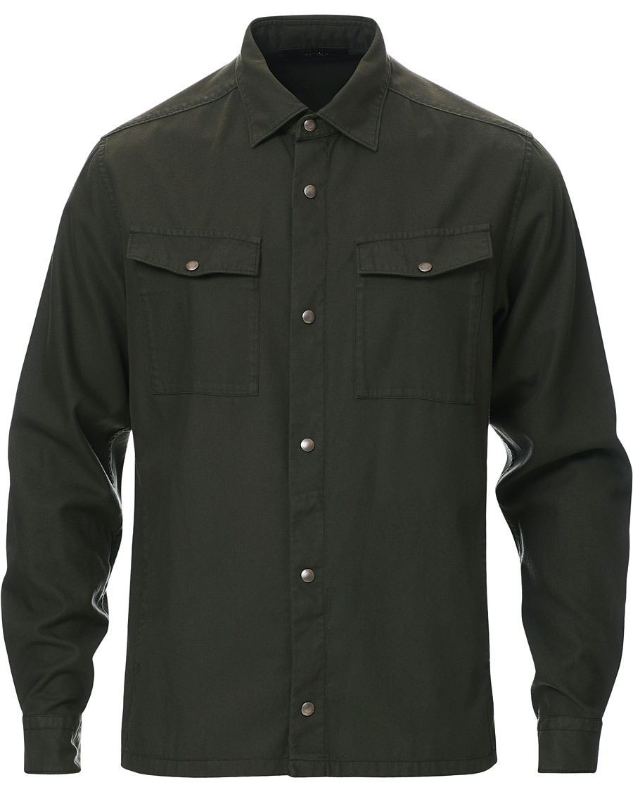 Herr | Skjortor | Z Zegna | Soft Tencel Overshirt Green