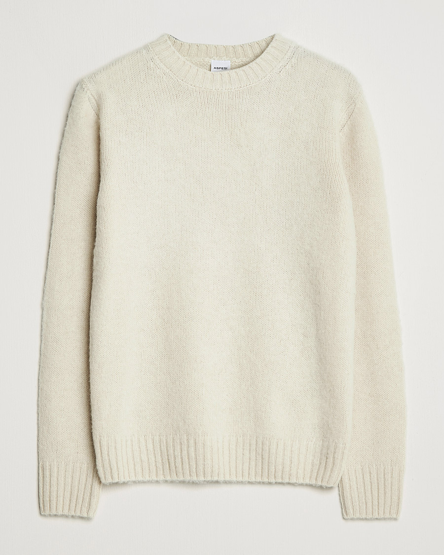 Herr | | Aspesi | Brushed Shetland Sweater Naturale