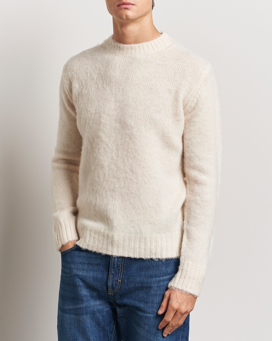 Herr | Stickade tröjor | Aspesi | Brushed Shetland Sweater Naturale