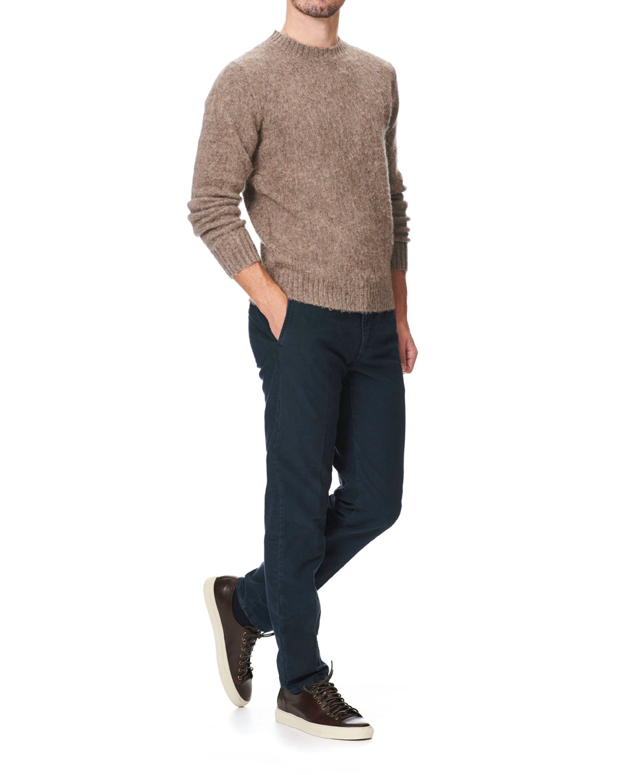 Herr | Tröjor | Aspesi | Shetland Crew Neck Sweater Grey Melange