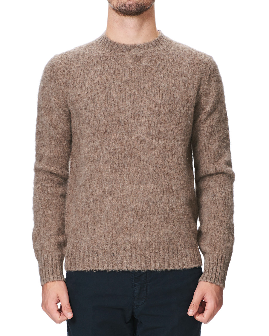 Herr | Tröjor | Aspesi | Shetland Crew Neck Sweater Grey Melange