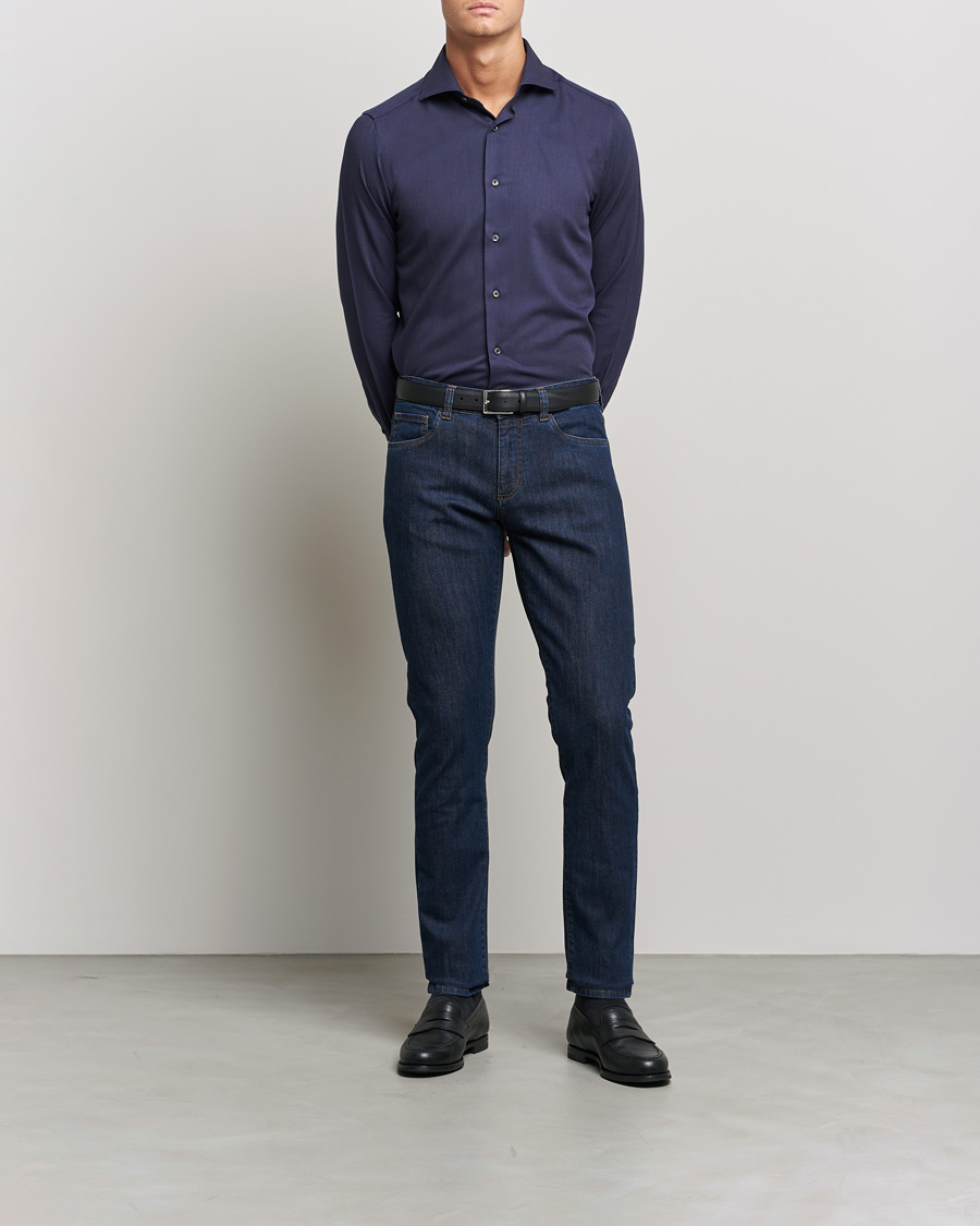 Herr | Tapered fit | Canali | Slim Fit Jeans  Medium Blue