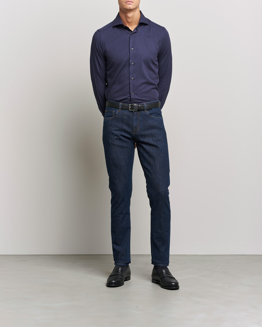 Herr | Jeans | Canali | Slim Fit Stretch Jeans Dark Blue Wash