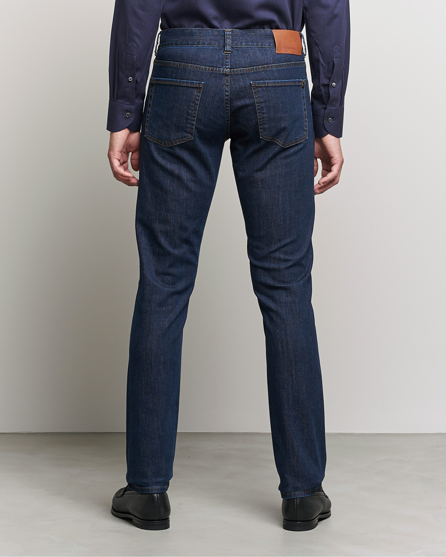 Herr | Jeans | Canali | Slim Fit Stretch Jeans Dark Blue Wash