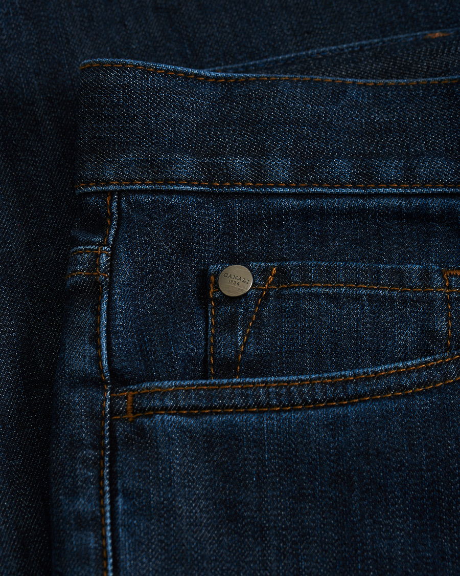 Herr | Jeans | Canali | Slim Fit Stretch Jeans Dark Blue Wash