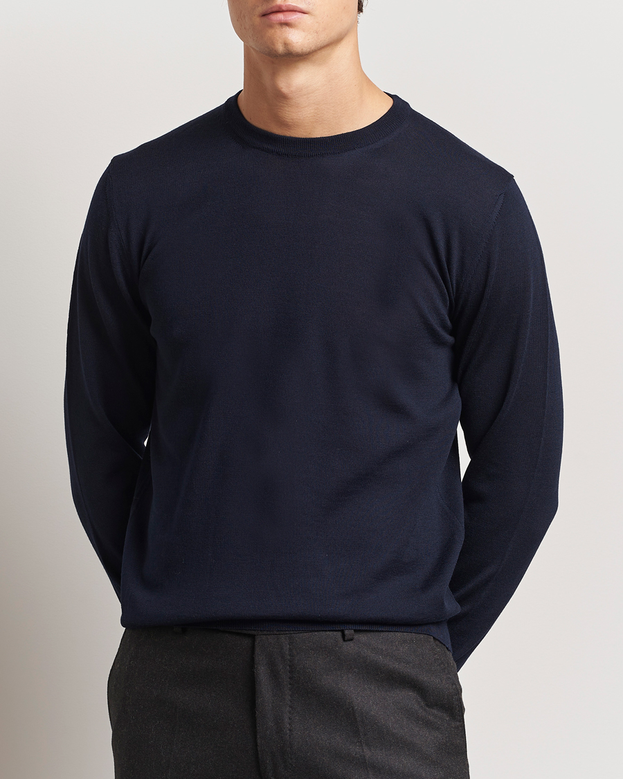 Herr | Canali | Canali | Merino Wool Crew Neck Navy