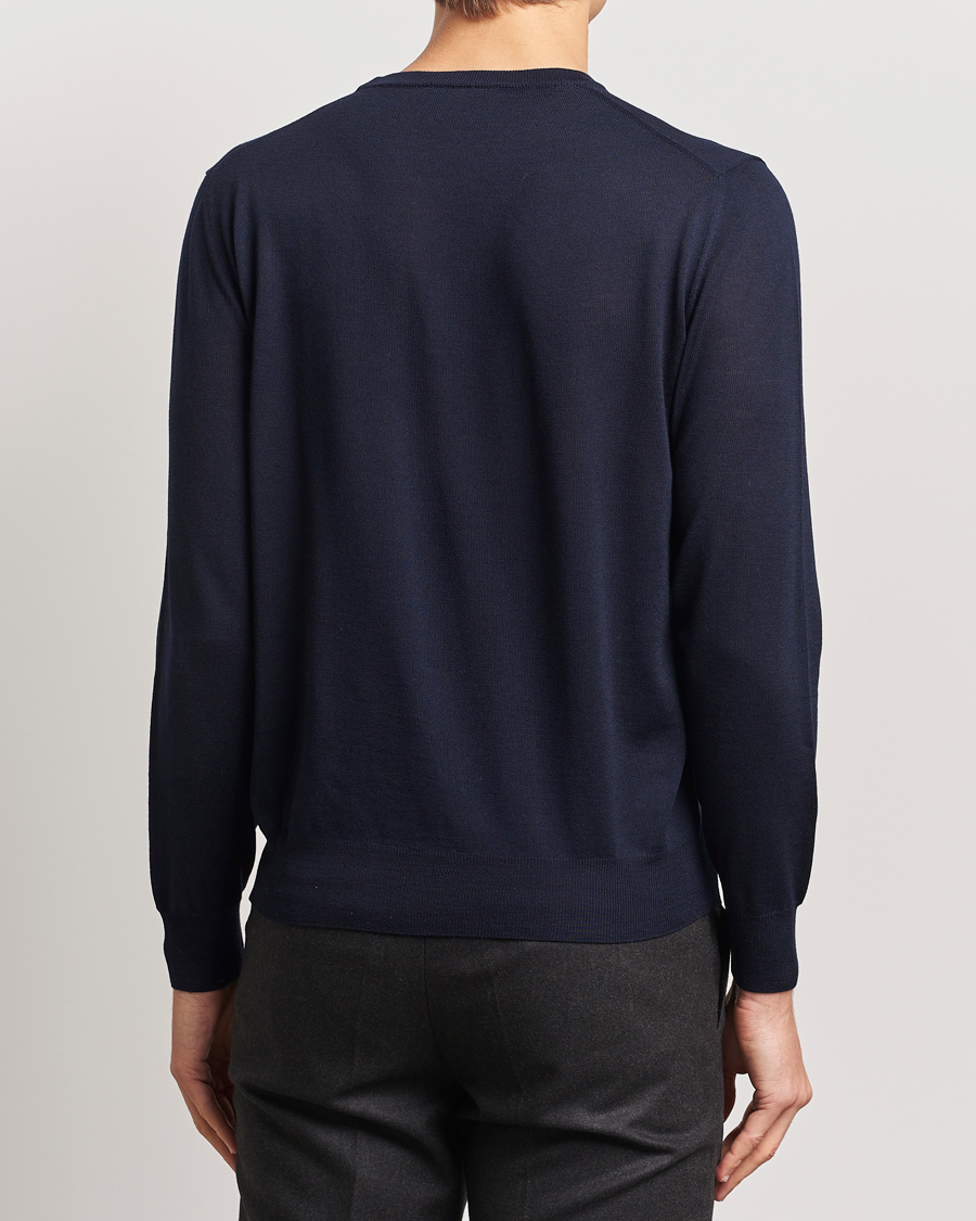Herr | Tröjor | Canali | Merino Wool Crew Neck Navy