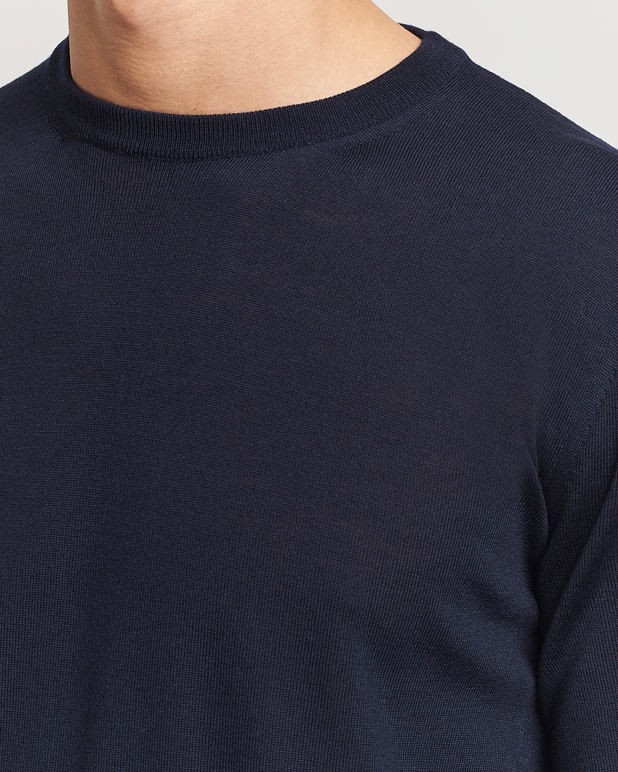 Herr | Tröjor | Canali | Merino Wool Crew Neck Navy