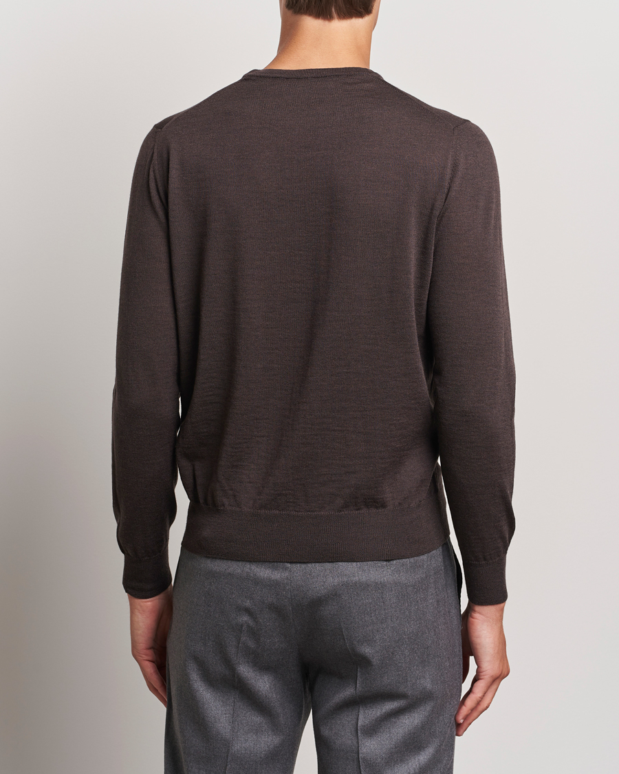 Herr | Tröjor | Canali | Merino Wool Crew Neck Brown