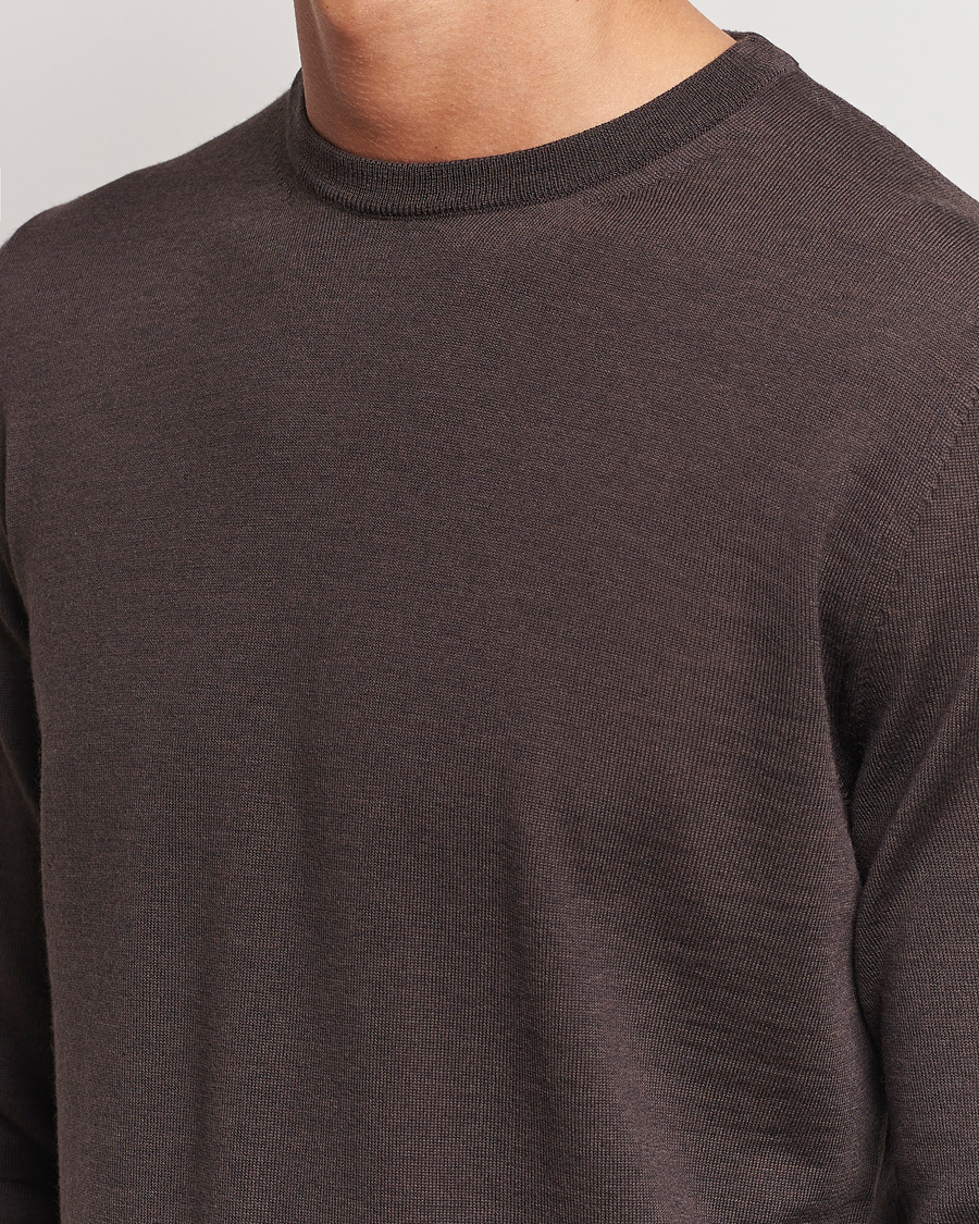 Herr | Tröjor | Canali | Merino Wool Crew Neck Brown