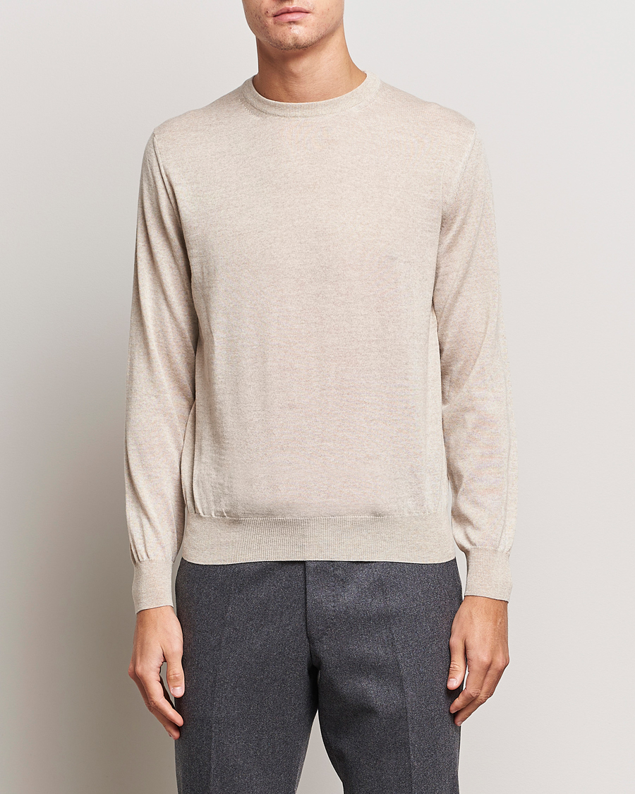 Herr | Canali | Canali | Merino Wool Crew Neck Light Beige