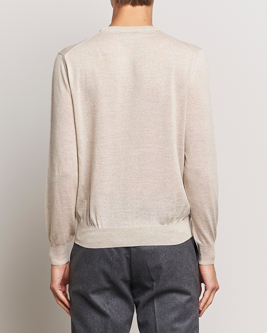 Herr | Tröjor | Canali | Merino Wool Crew Neck Light Beige