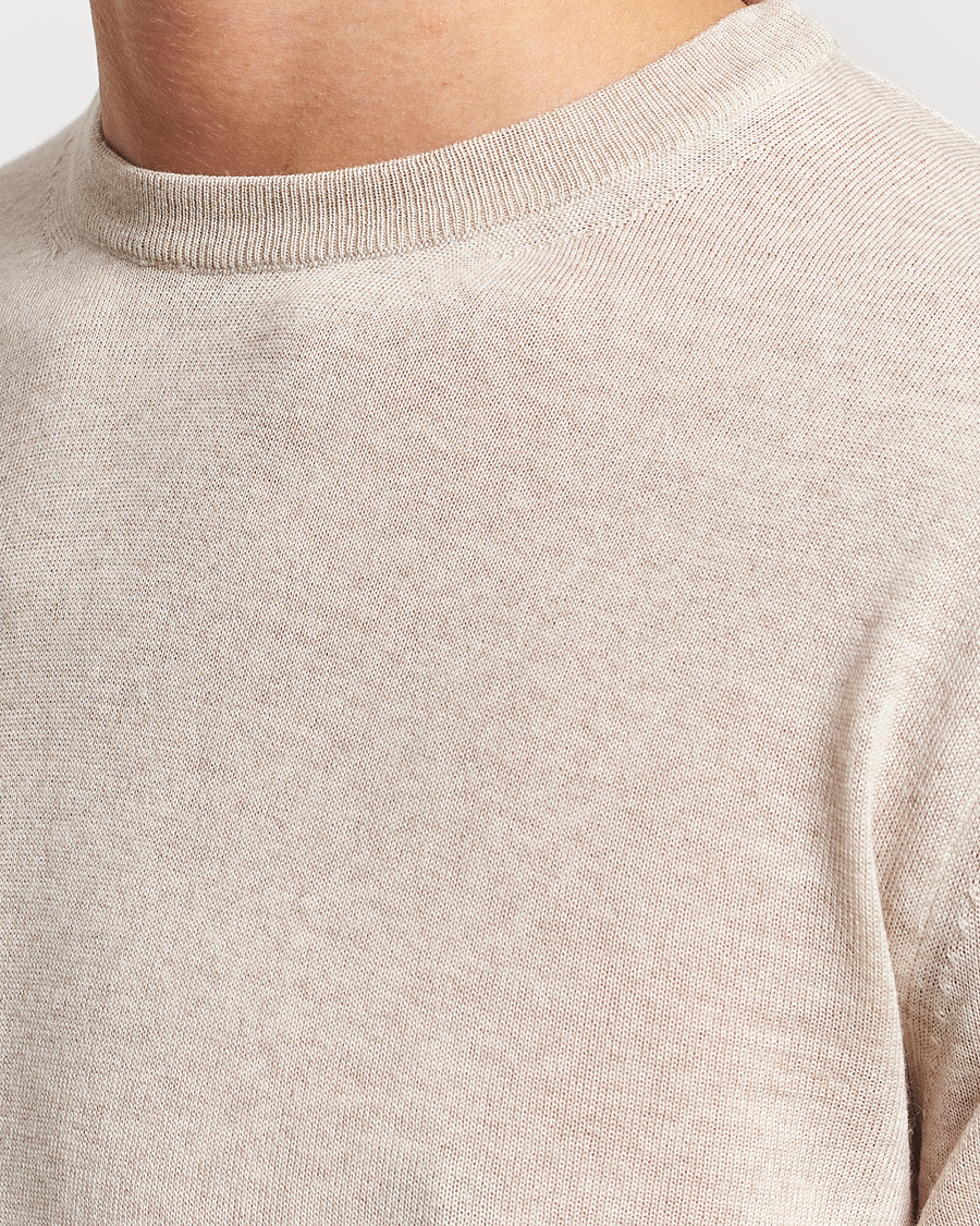 Herr | Tröjor | Canali | Merino Wool Crew Neck Light Beige