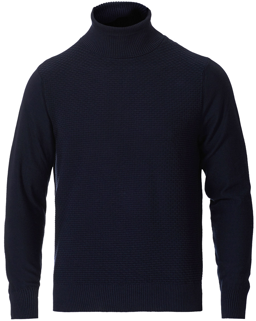 Herr | Tröjor | Canali | Micro Pattern Turtleneck Navy