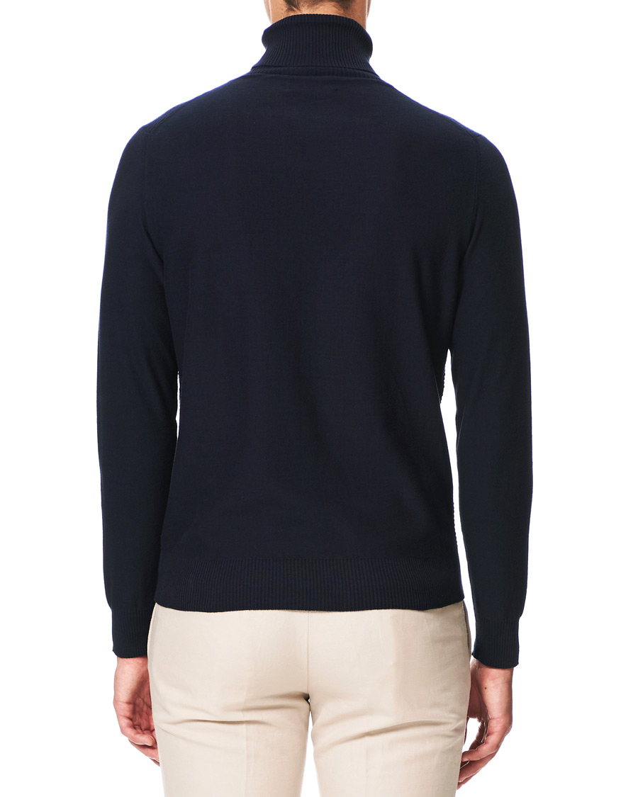 Herr | Tröjor | Canali | Micro Pattern Turtleneck Navy