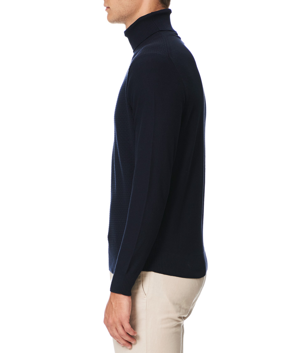 Herr | Tröjor | Canali | Micro Pattern Turtleneck Navy