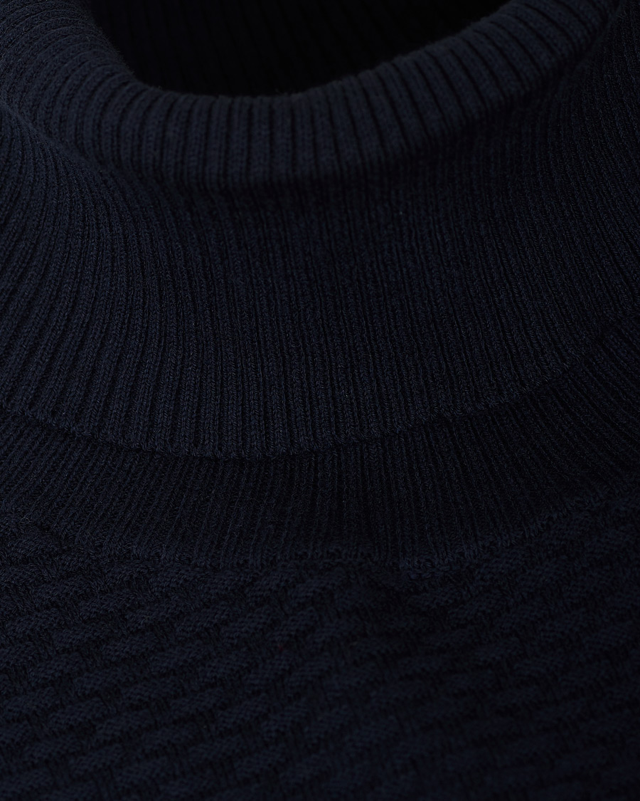 Herr | Tröjor | Canali | Micro Pattern Turtleneck Navy