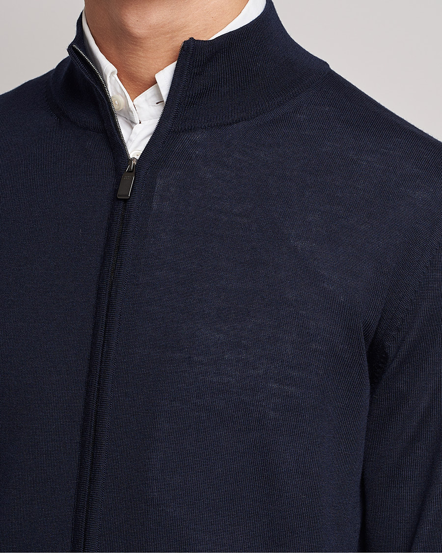 Herr | Tröjor | Canali | Merino Wool Full Zip Navy