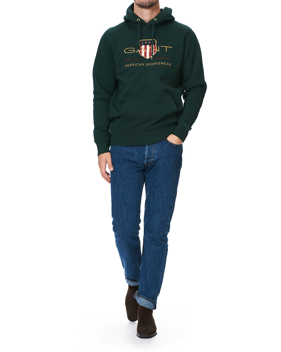 Herr | Tröjor | GANT | Archive Shield Hoodie Tartan Green