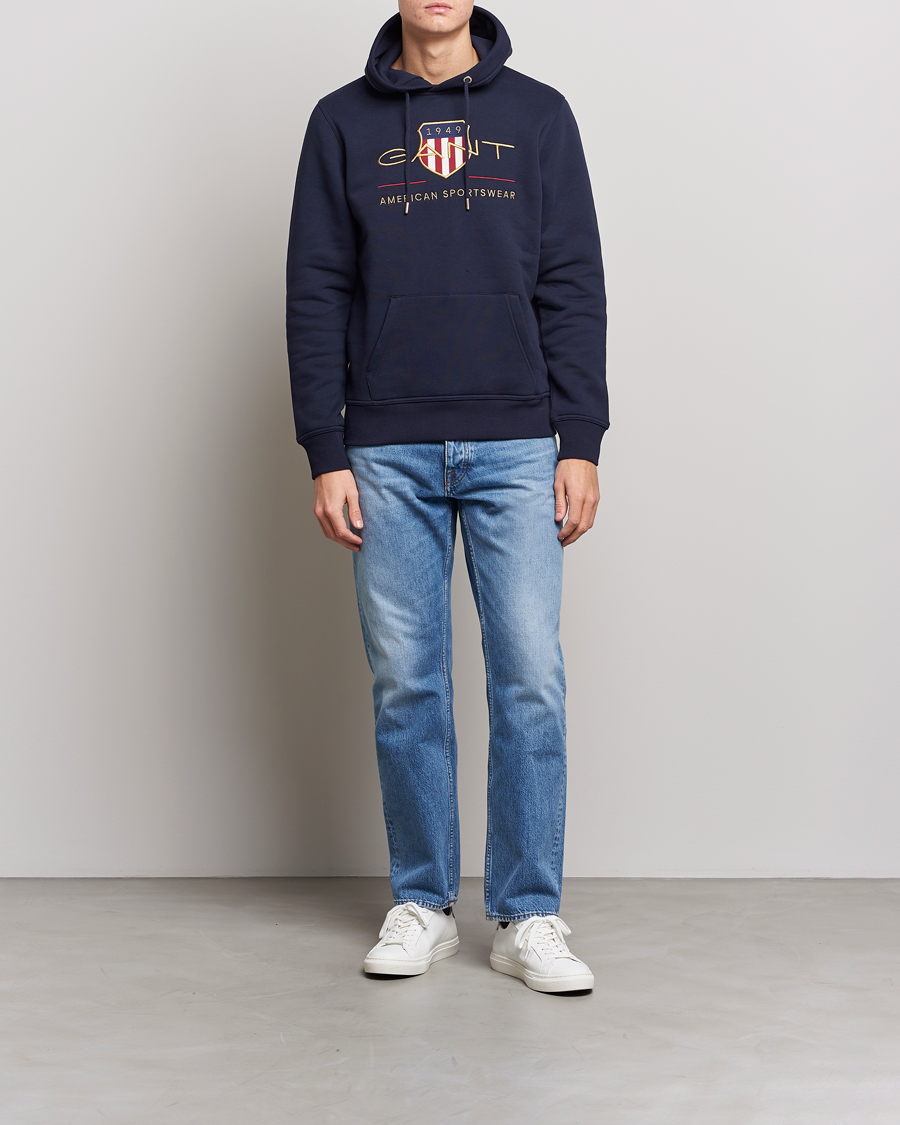 Herr | Tröjor | GANT | Archive Shield Hoodie Evening Blue