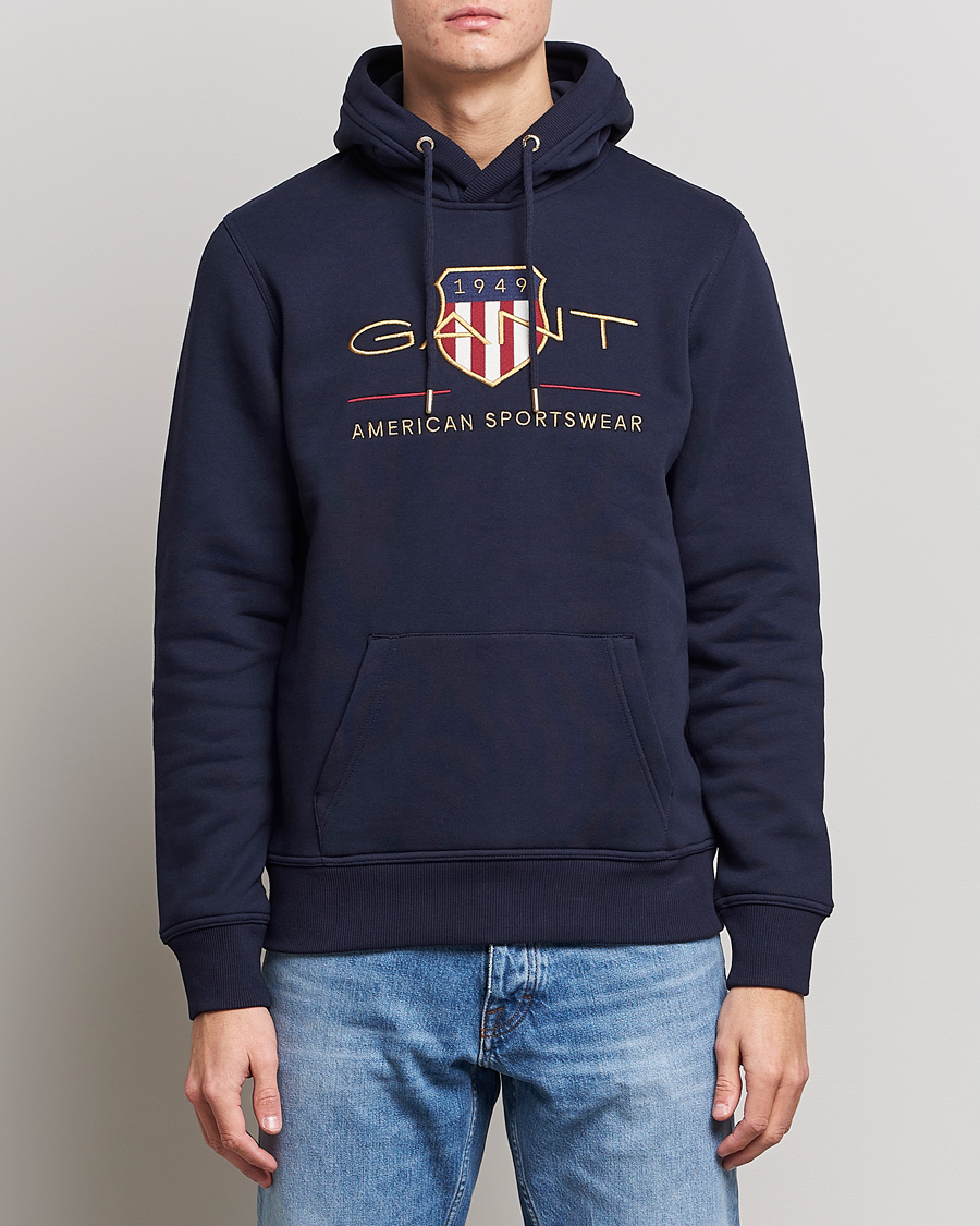 Herr | Tröjor | GANT | Archive Shield Hoodie Evening Blue