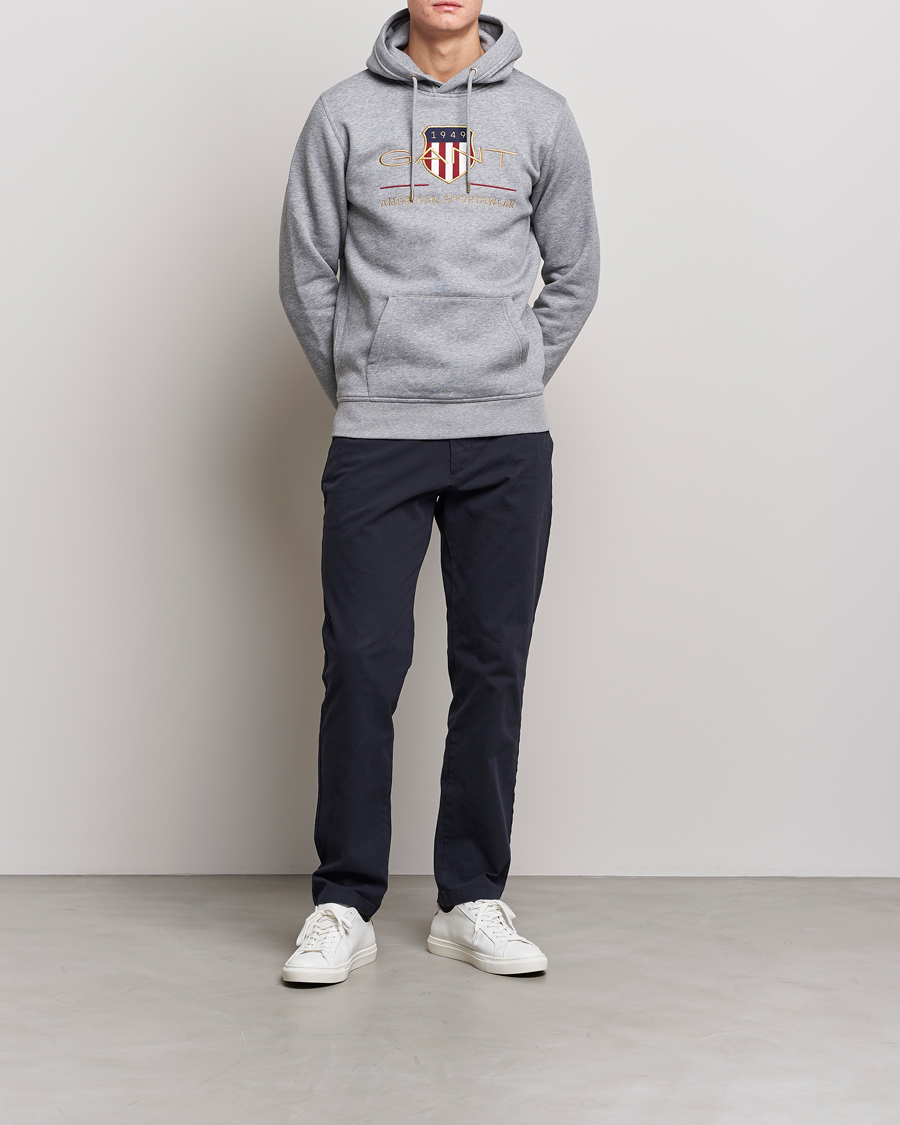 Herr | Tröjor | GANT | Archive Shield Hoodie Grey Melange