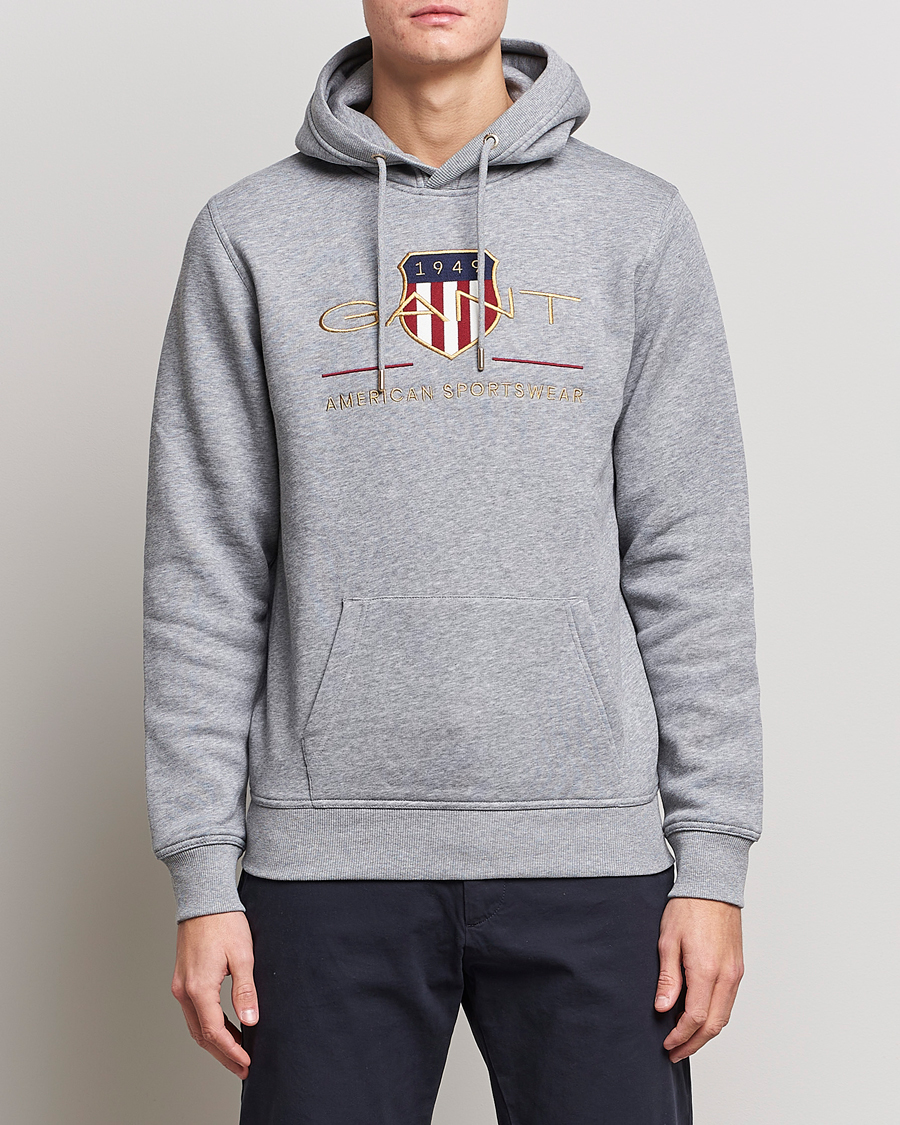 Herr | Tröjor | GANT | Archive Shield Hoodie Grey Melange