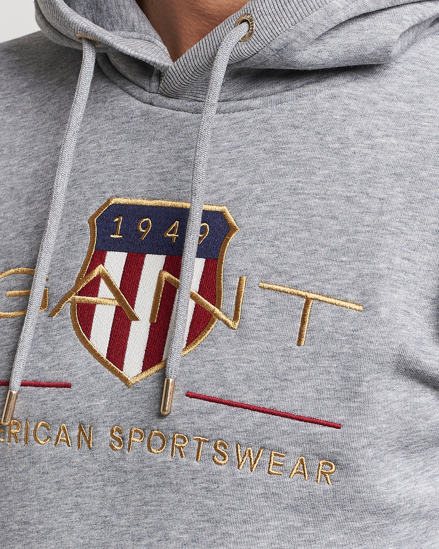Herr | Tröjor | GANT | Archive Shield Hoodie Grey Melange