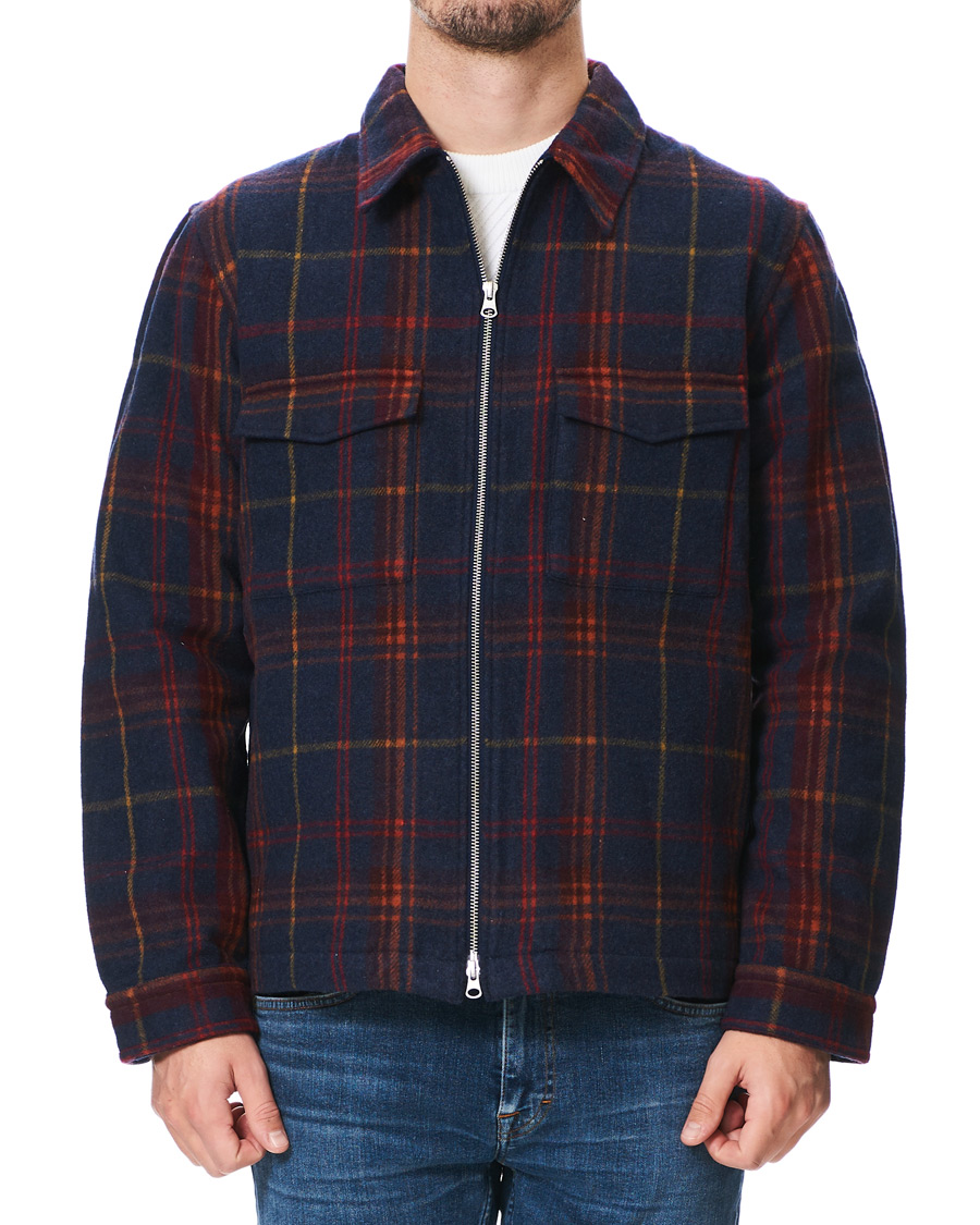 Herr | Skjortor | GANT | Wool Blend Check Zip Overshirt Multi