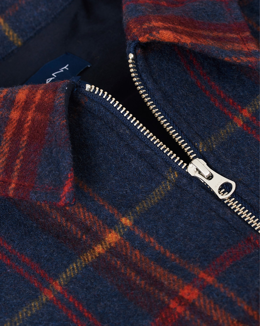 Herr | Skjortor | GANT | Wool Blend Check Zip Overshirt Multi