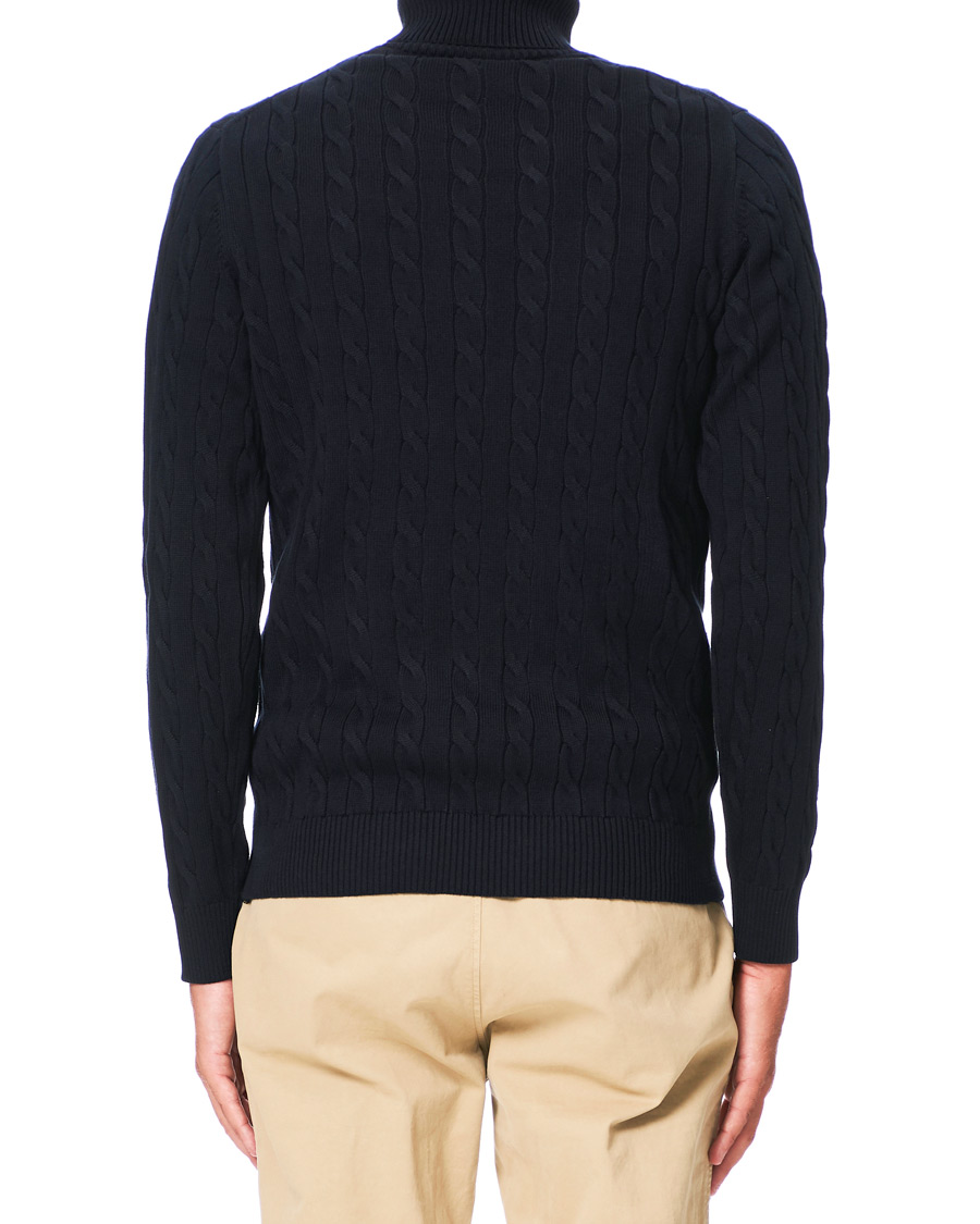 Herr | Tröjor | GANT | Cotton Cable Turtleneck Evening Blue