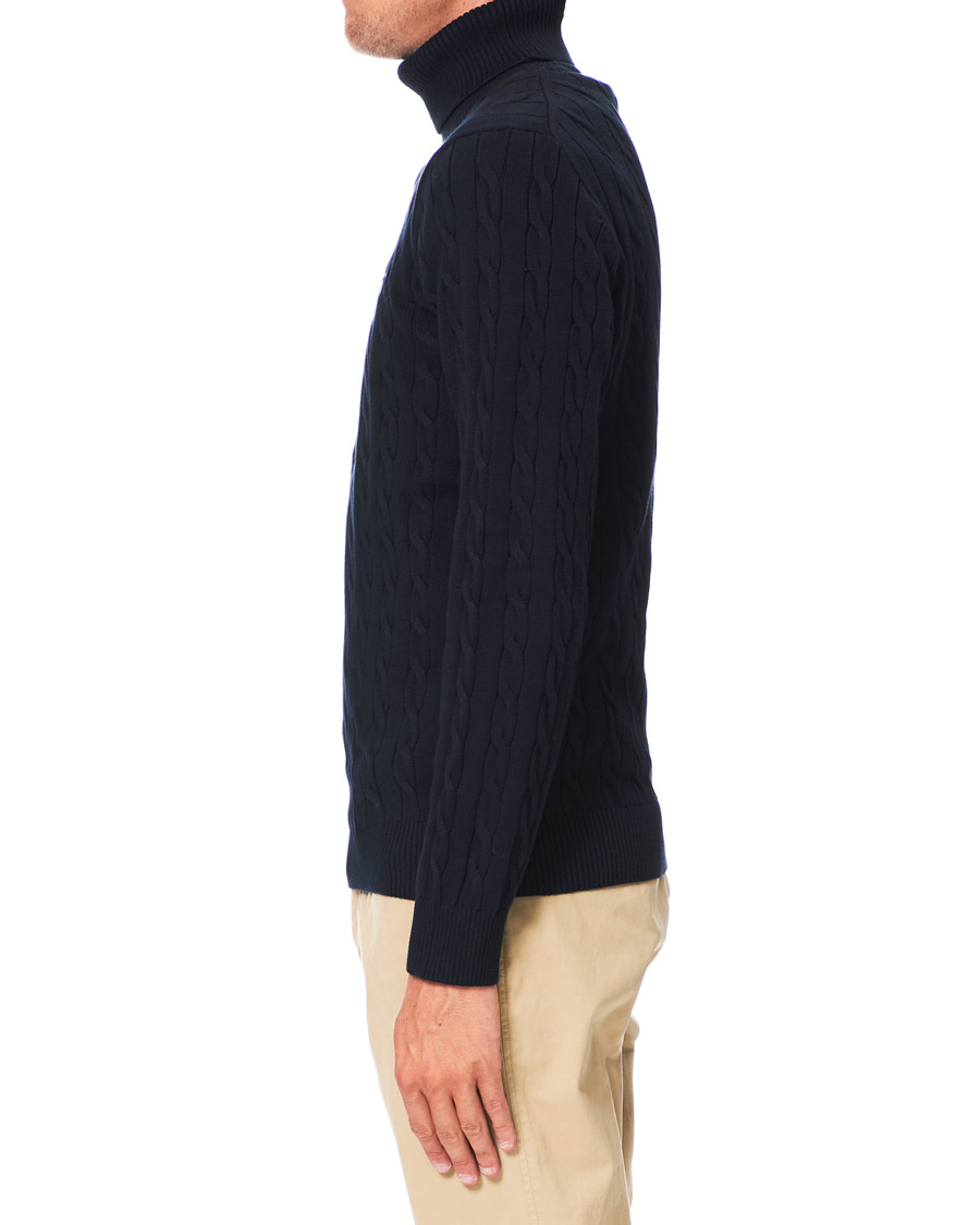 Herr | Tröjor | GANT | Cotton Cable Turtleneck Evening Blue