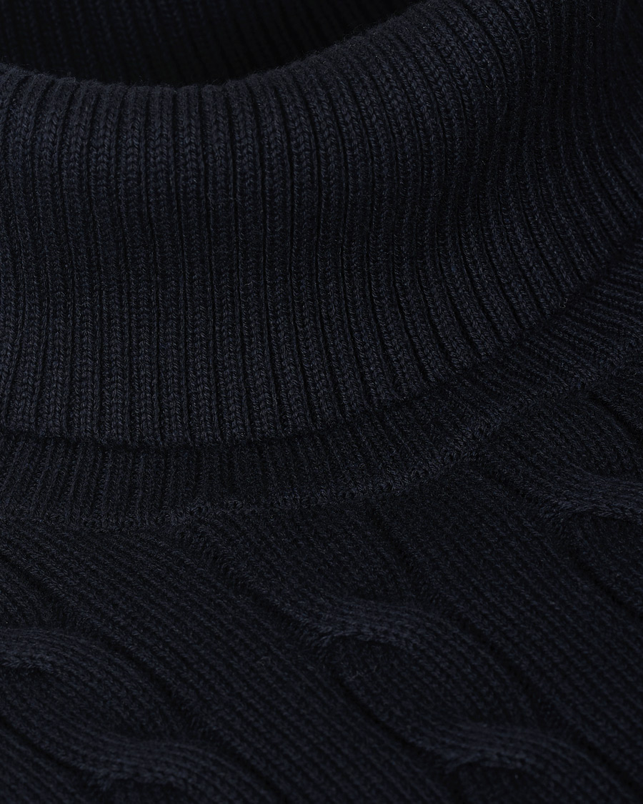 Herr | Tröjor | GANT | Cotton Cable Turtleneck Evening Blue