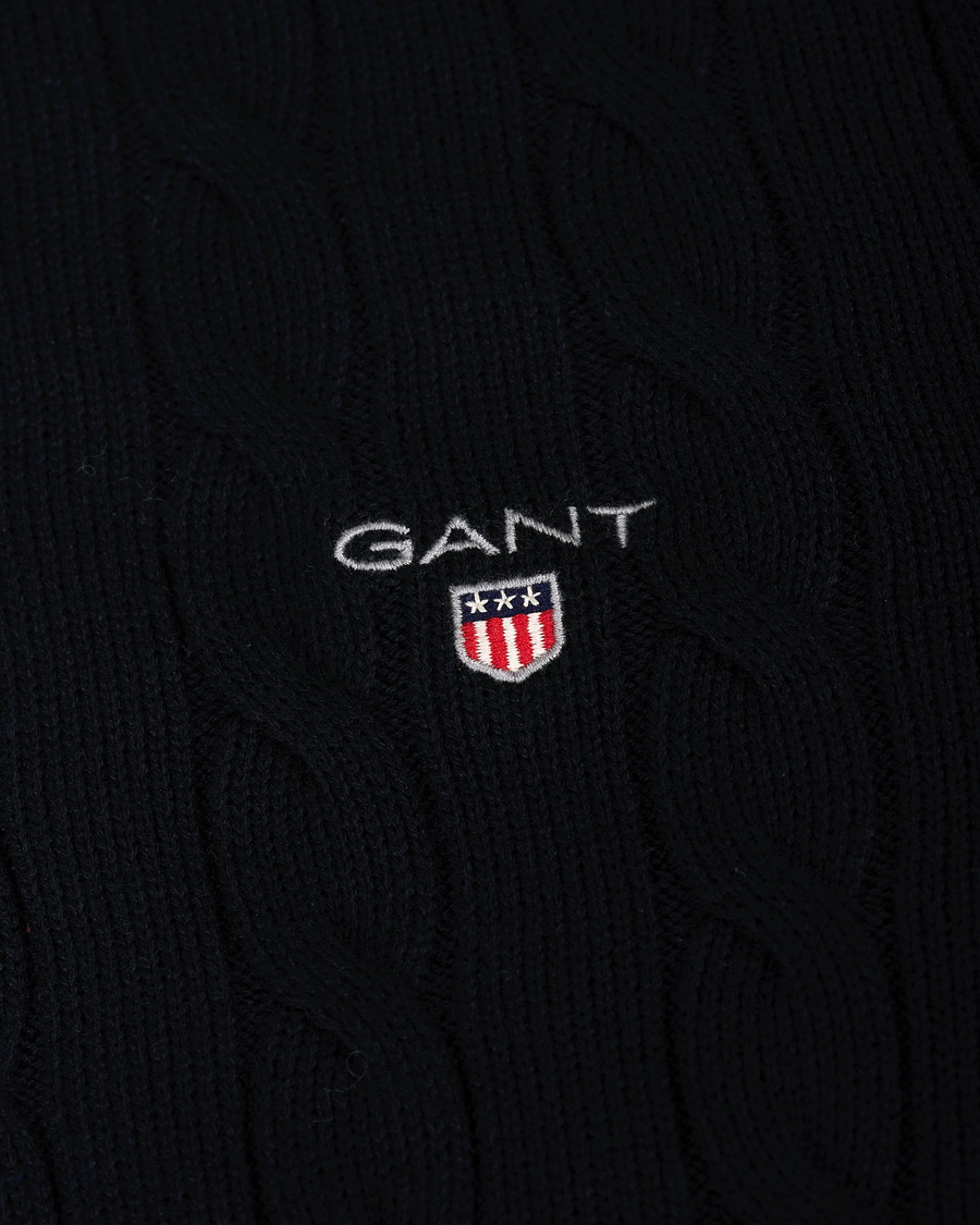 Herr | Tröjor | GANT | Cotton Cable Turtleneck Evening Blue