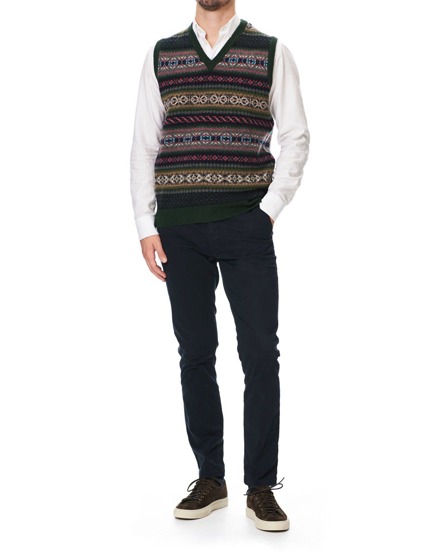 Herr | Tröjor | GANT | Holiday Fairisle Slipover Tartan Green