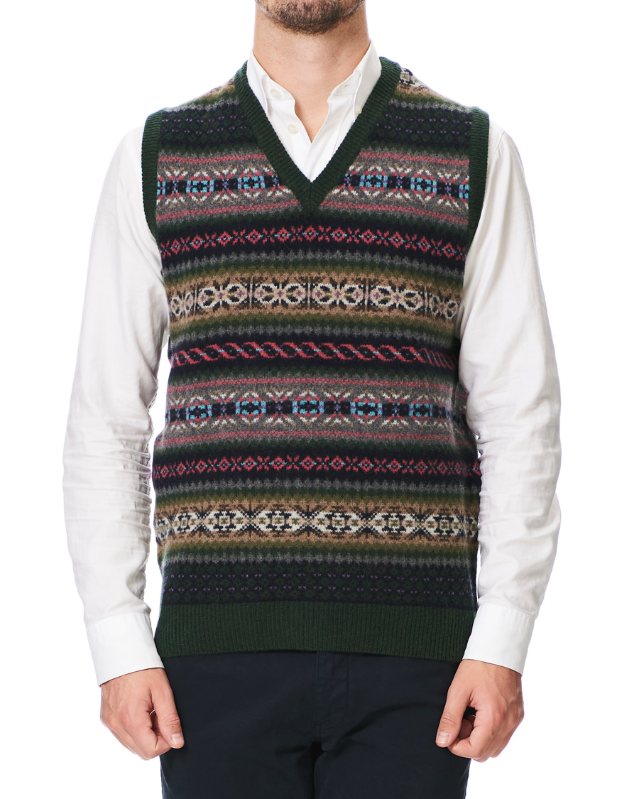 Herr | Tröjor | GANT | Holiday Fairisle Slipover Tartan Green