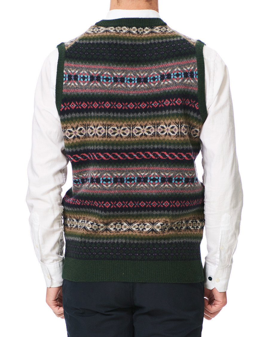 Herr | Tröjor | GANT | Holiday Fairisle Slipover Tartan Green