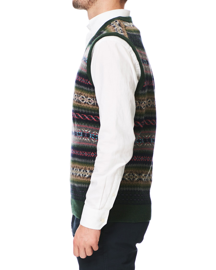 Herr | Tröjor | Gant | Holiday Fairisle Slipover Tartan Green