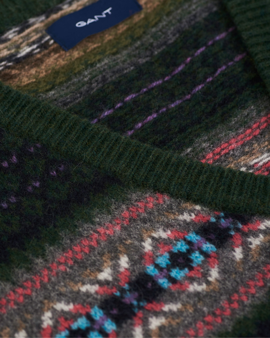 Herr | Tröjor | GANT | Holiday Fairisle Slipover Tartan Green