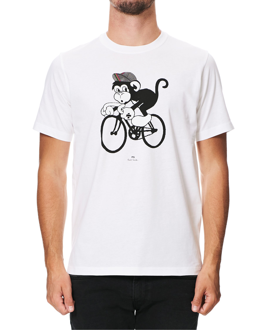 Herr | T-Shirts | PS Paul Smith | Monkey on A Bike Tee White