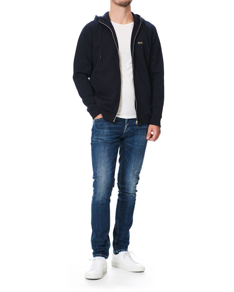 Herr | Tröjor | BOSS GREEN | BOSS Athleisure Saggy Full Zip Hoodie Navy/Gold