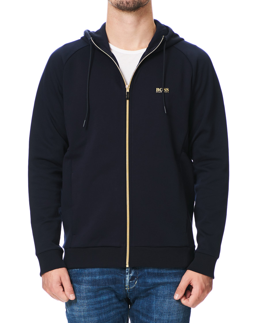 Herr | Tröjor | BOSS GREEN | BOSS Athleisure Saggy Full Zip Hoodie Navy/Gold