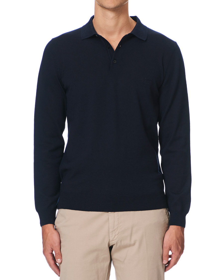 Herr | Tröjor | BOSS BLACK | BOSS Bono Knitted Polo Dark Blue