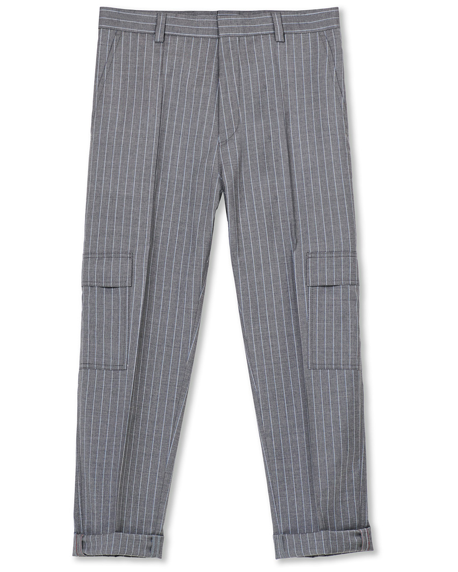 Herr | Byxor | HUGO | Falko Striped Turn Up Cargo Pants Silver