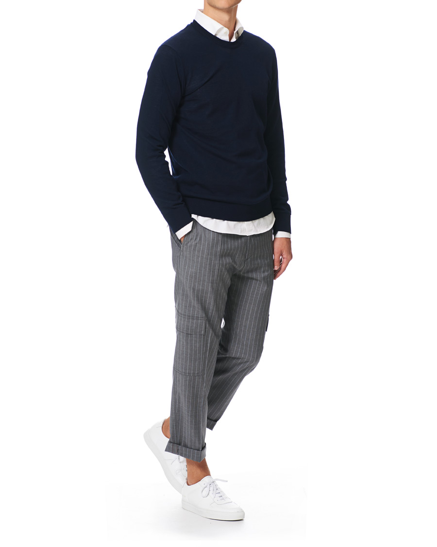 Herr | Byxor | HUGO | Falko Striped Turn Up Cargo Pants Silver